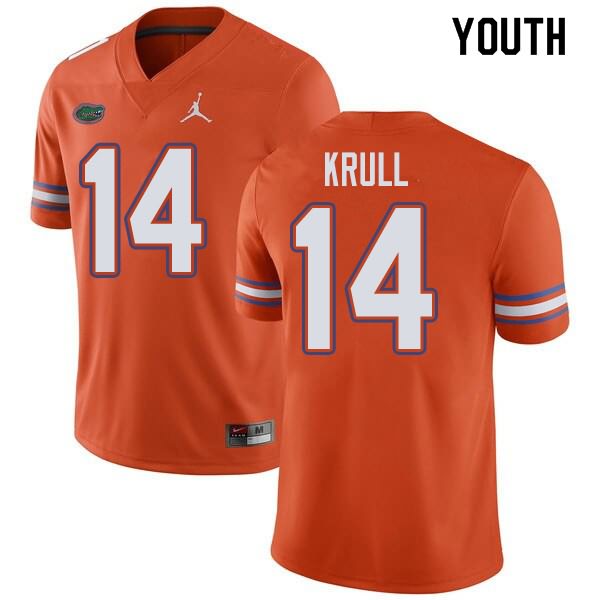 NCAA Florida Gators Lucas Krull Youth #14 Jordan Brand Orange Stitched Authentic College Football Jersey QTI8464BL